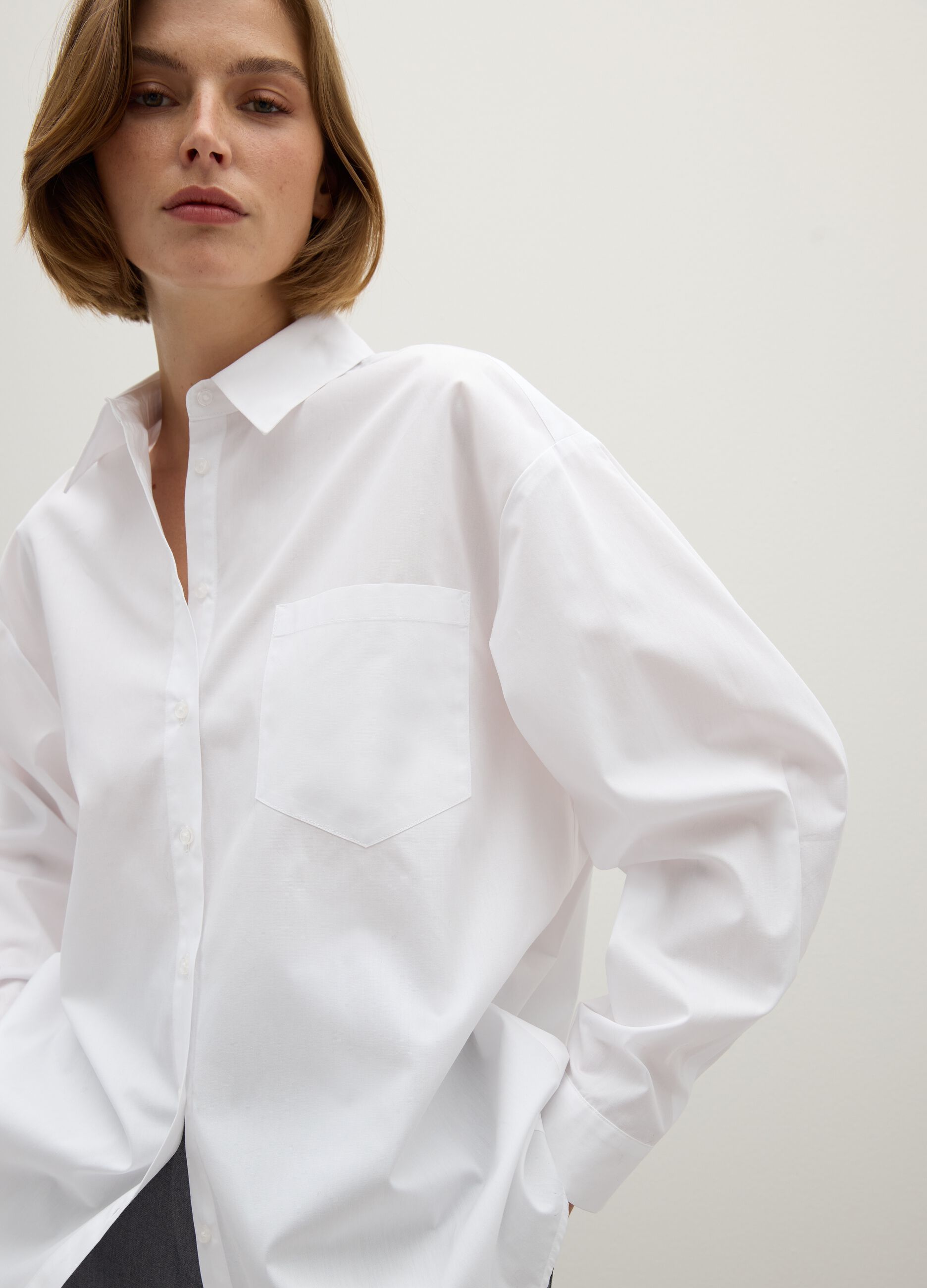 Oversized white cotton shirt