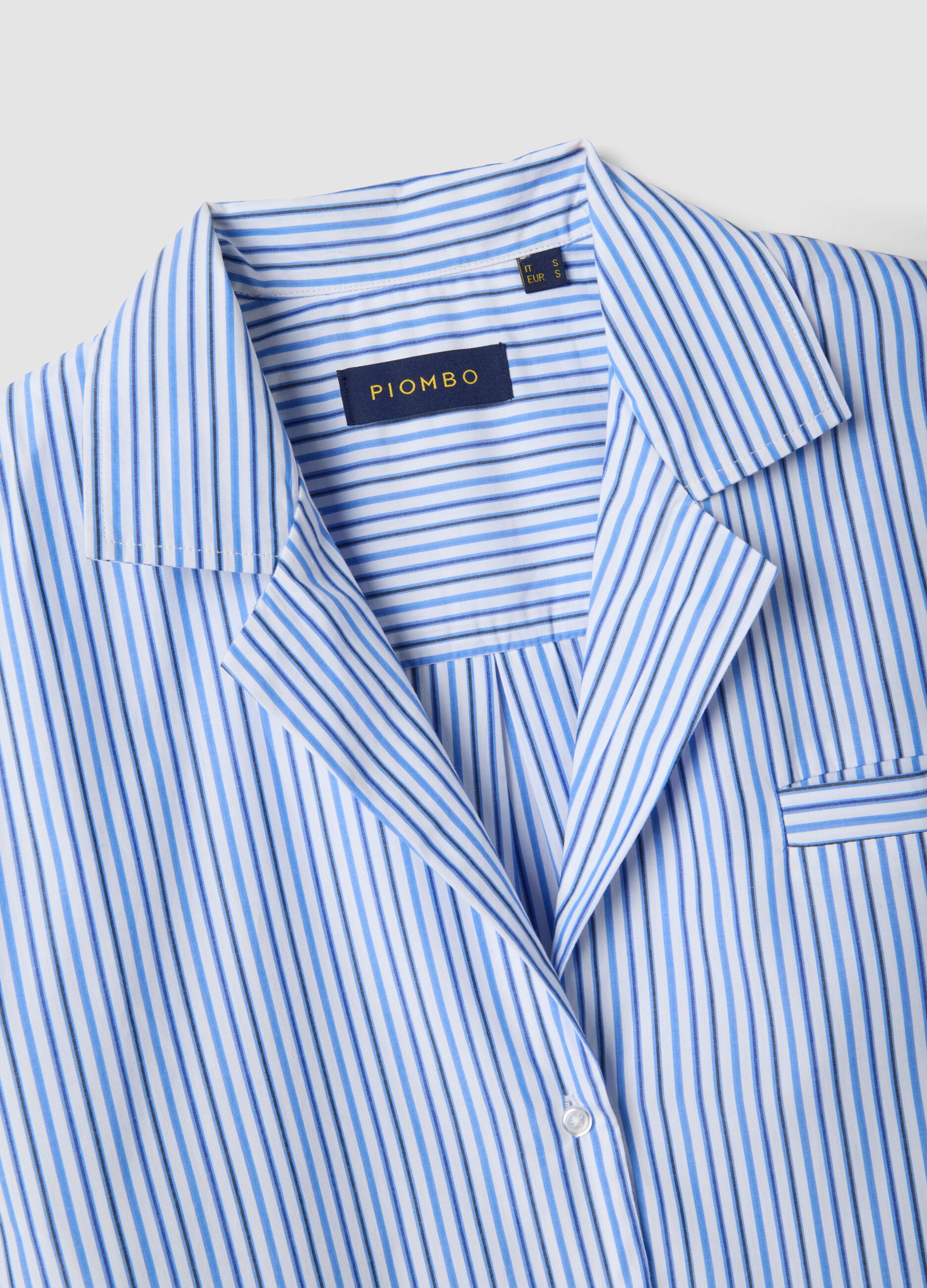 Sky blue striped pure cotton blazer