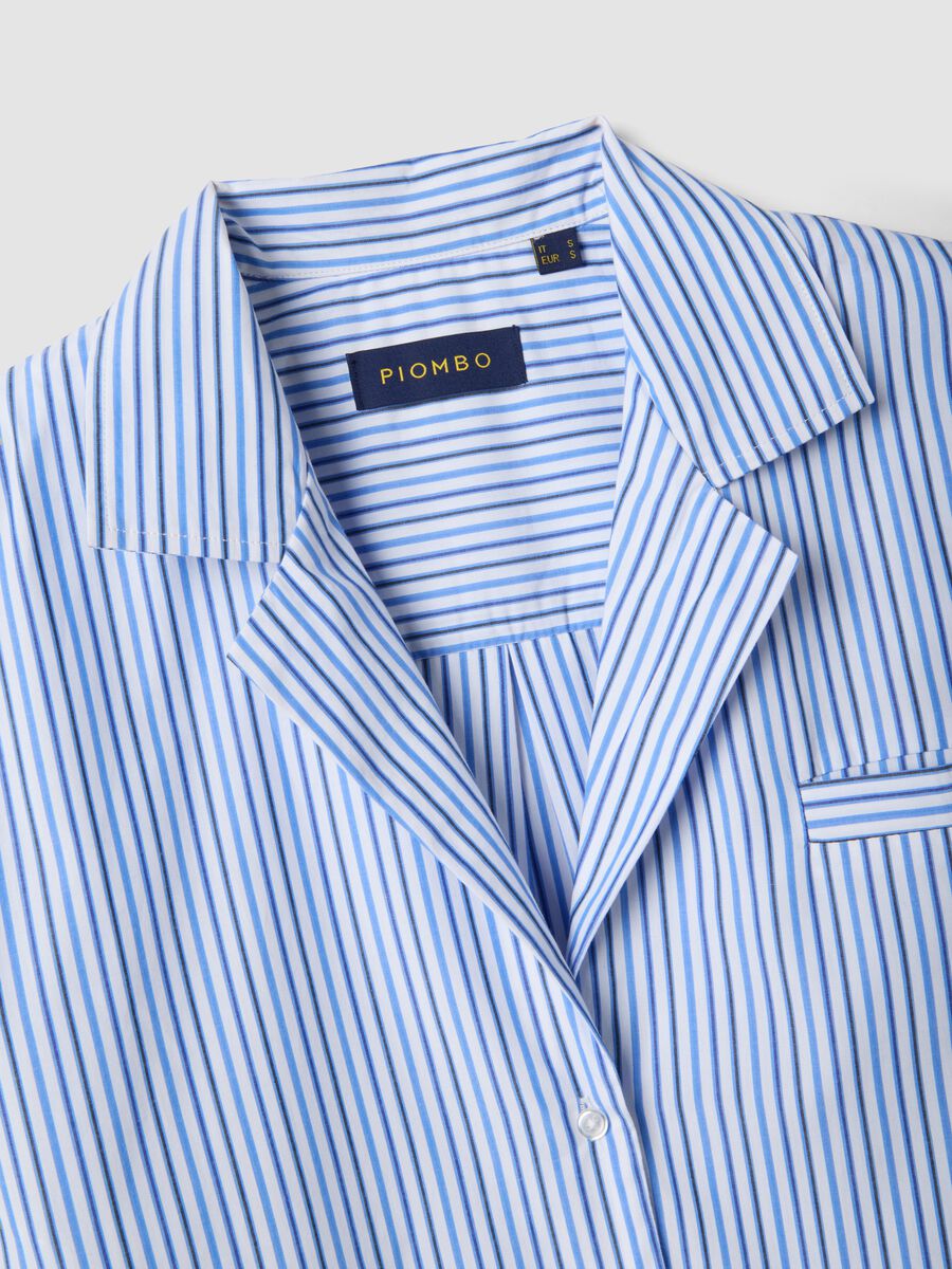 Sky blue striped pure cotton blazer_5