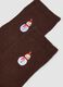 Brown stretch organic cotton-blend socks with Christmas detail_2
