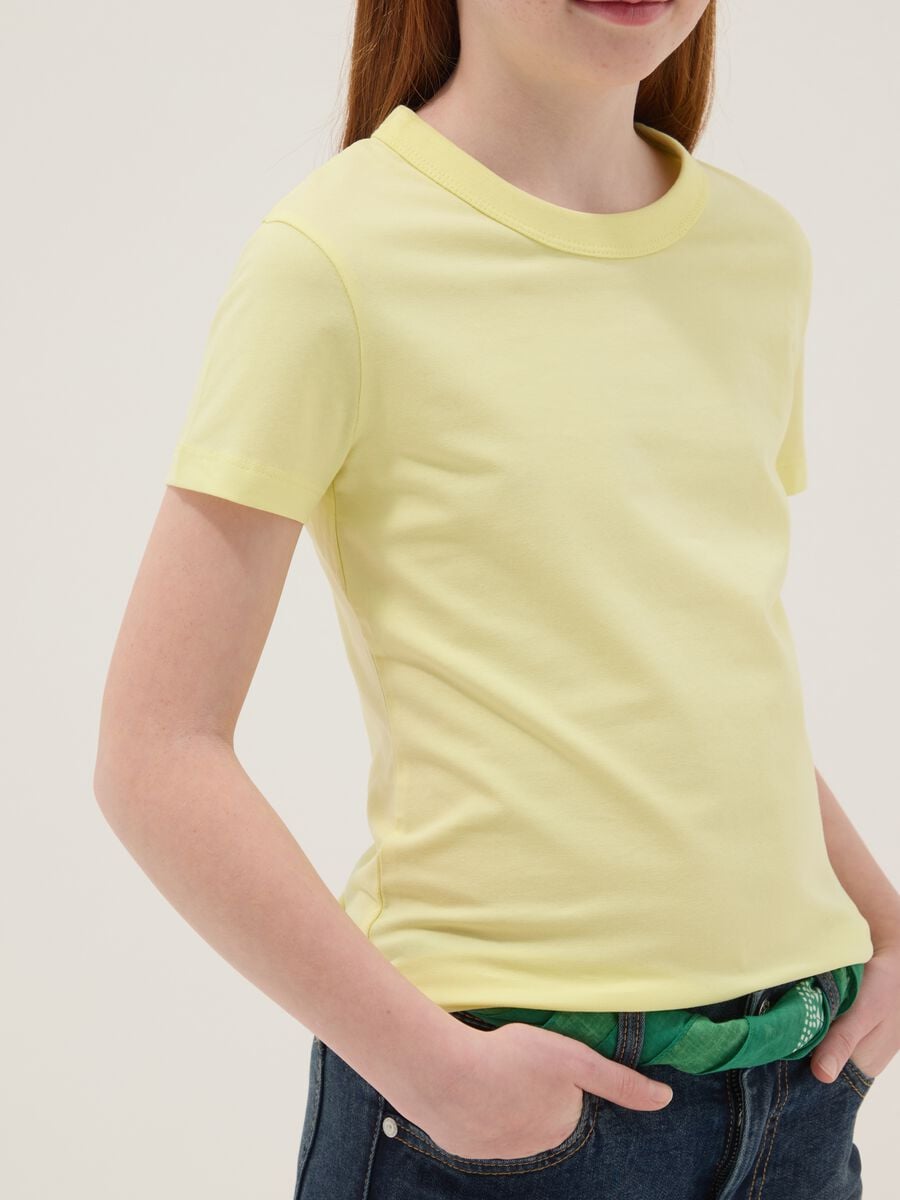Girls&rsquo; yellow stretch cotton regular-fit T-shirt_2