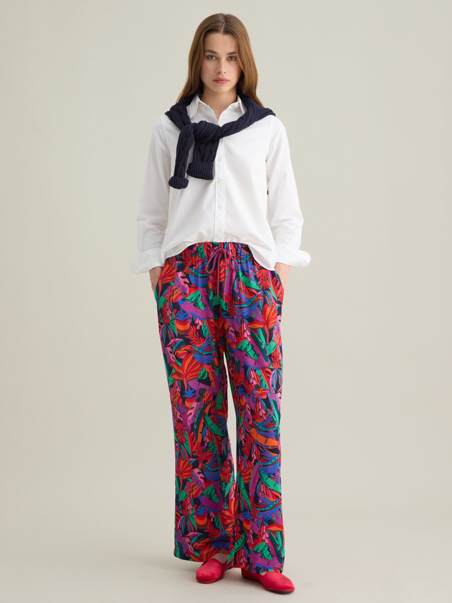Women's Multicolour Viscose Trousers - Regular Fit_0
