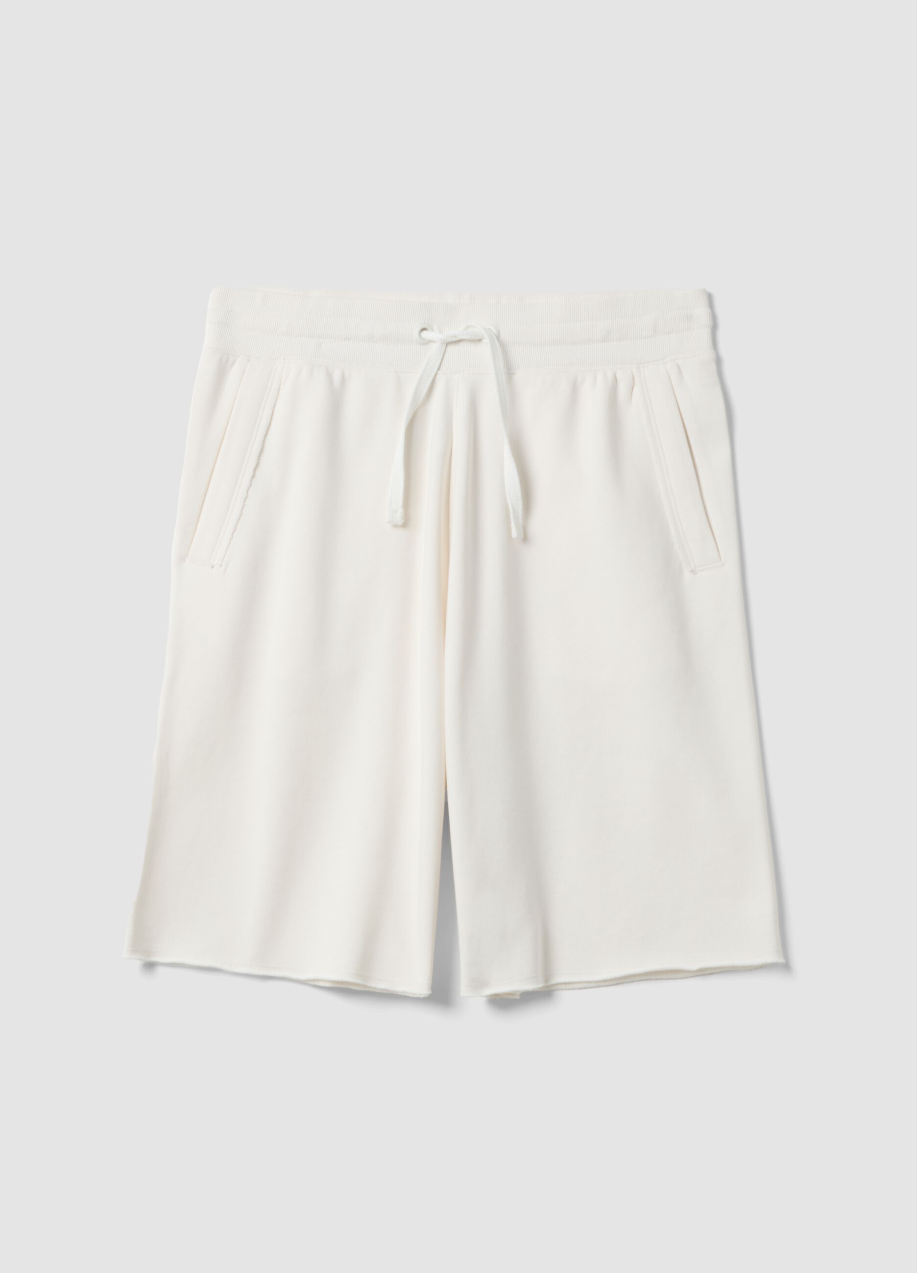 White relaxed-fit cotton-blend shorts