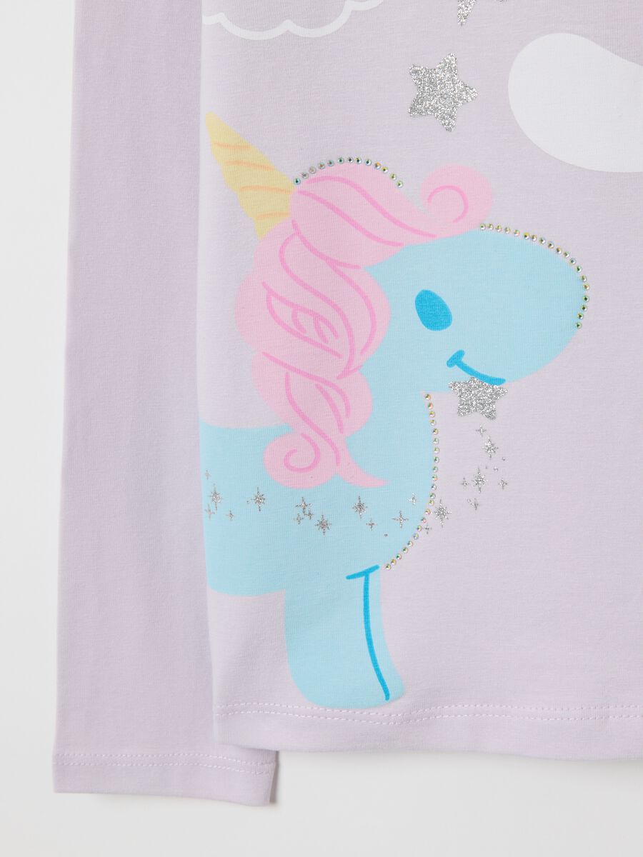 T-shirt rosa a maniche lunghe in cotone elasticizzato_3