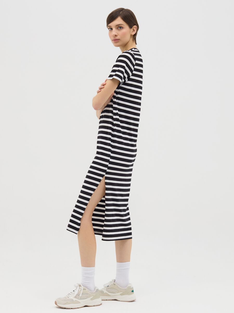 Midi dress in striped stretch cotton_1