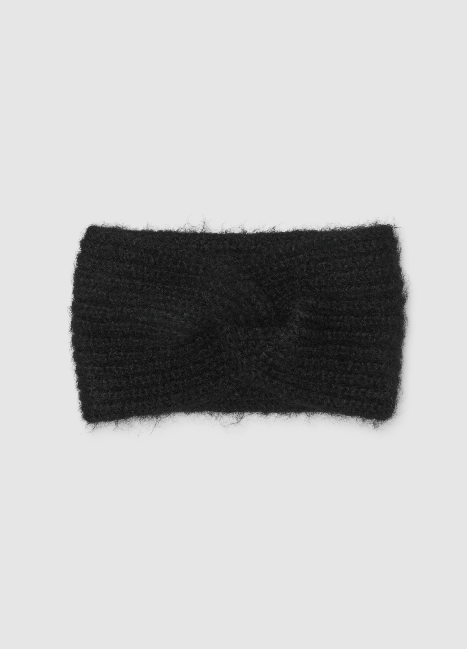 Black Headband with Braided Knit