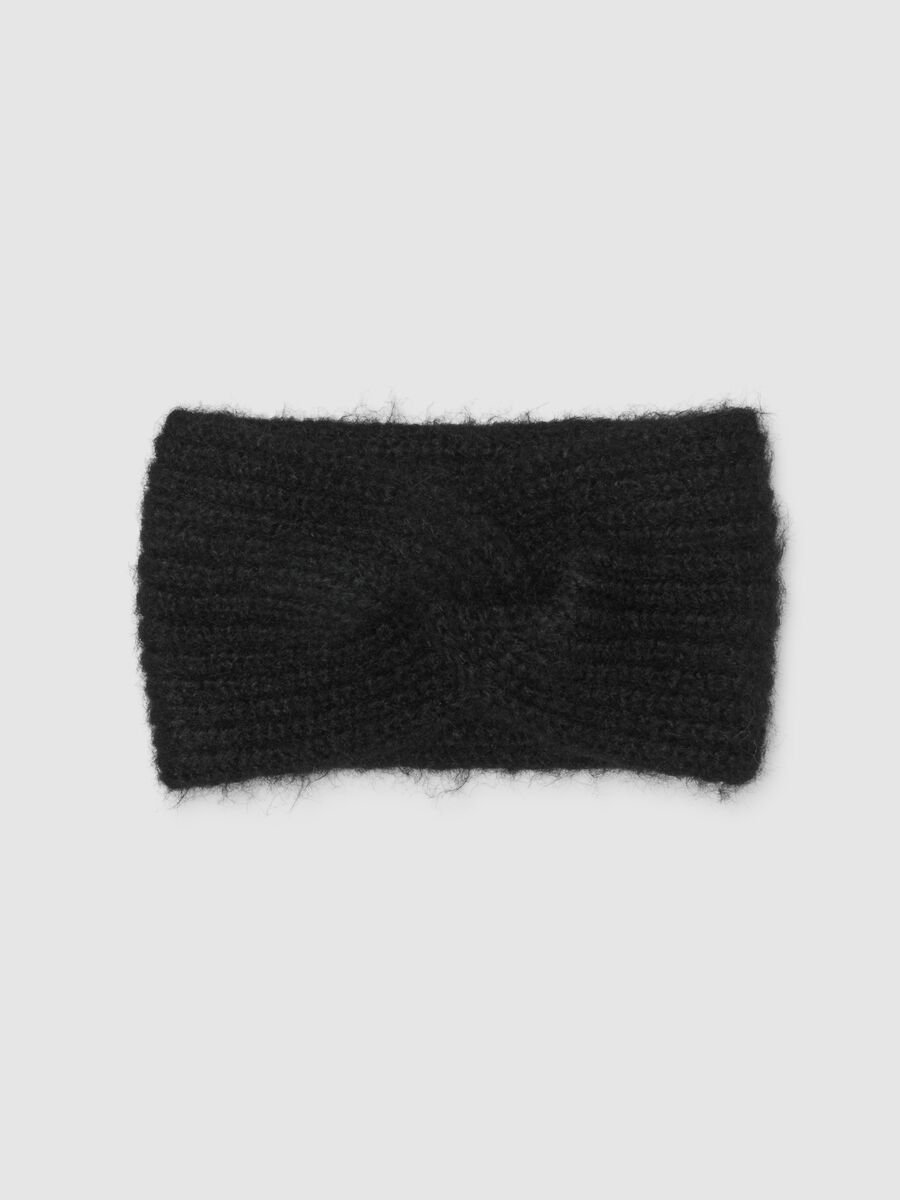 Black Headband with Braided Knit_0