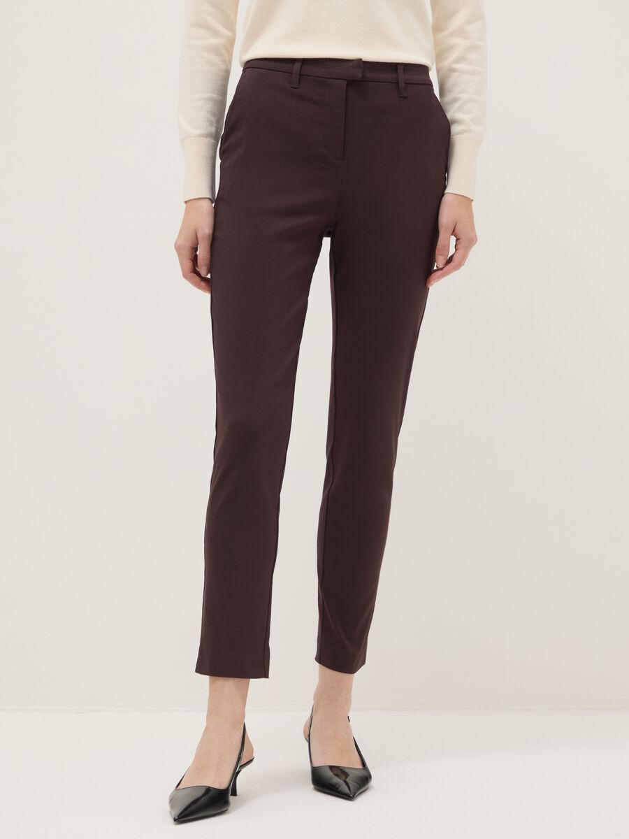 Brown slim fit chino trousers_1