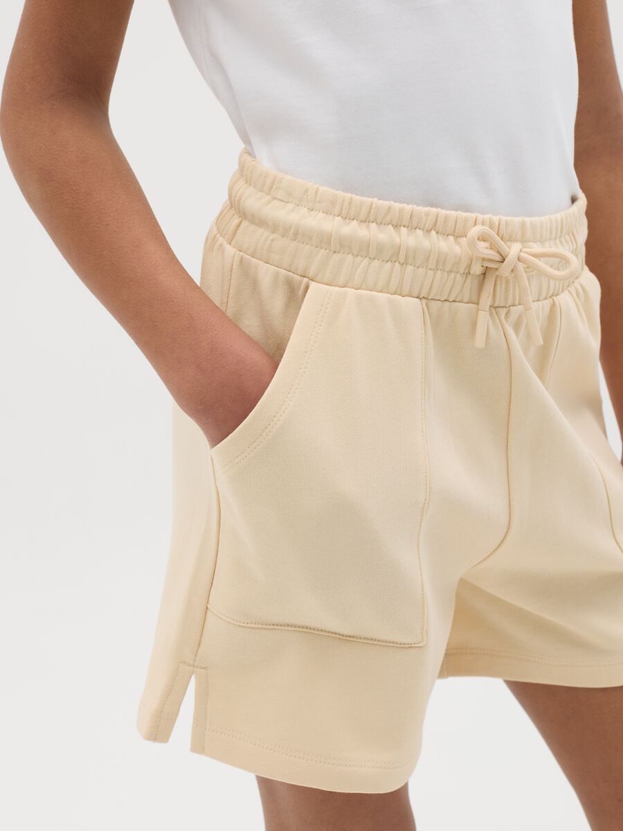 Short da ragazza in puro cotone beige regular fit_1