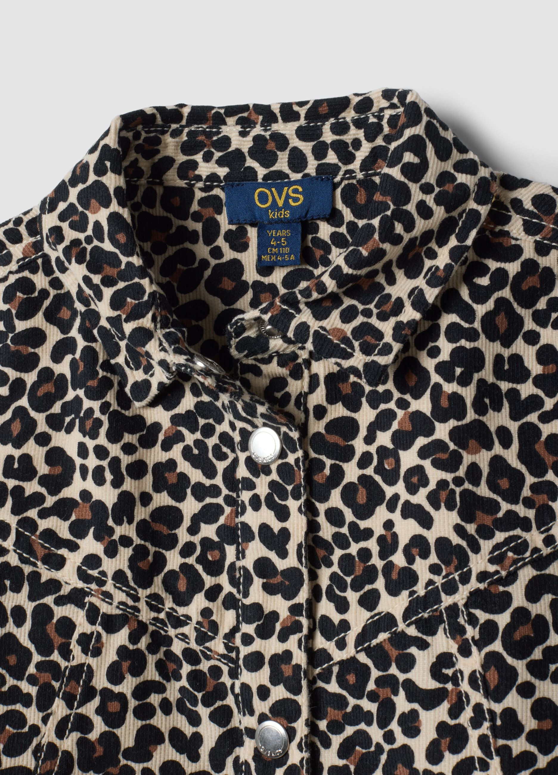 Abito animalier in puro cotone con colletto regular fit