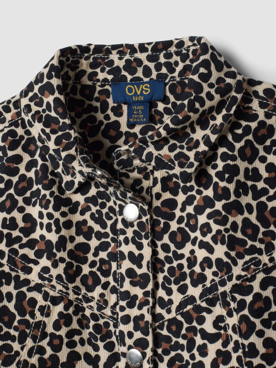 Abito animalier in puro cotone con colletto regular fit_2