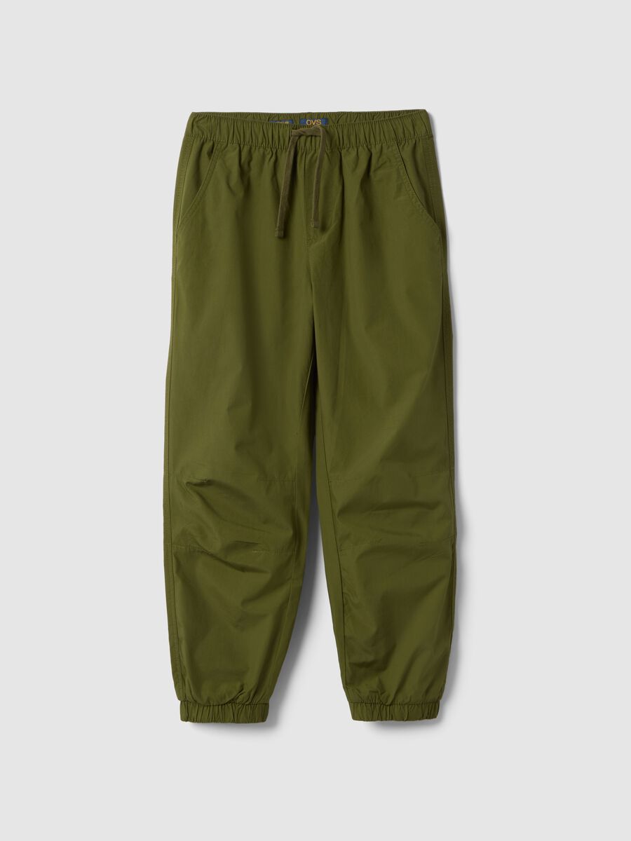 Pantaloni wide leg verdi in puro cotone da ragazzo_3