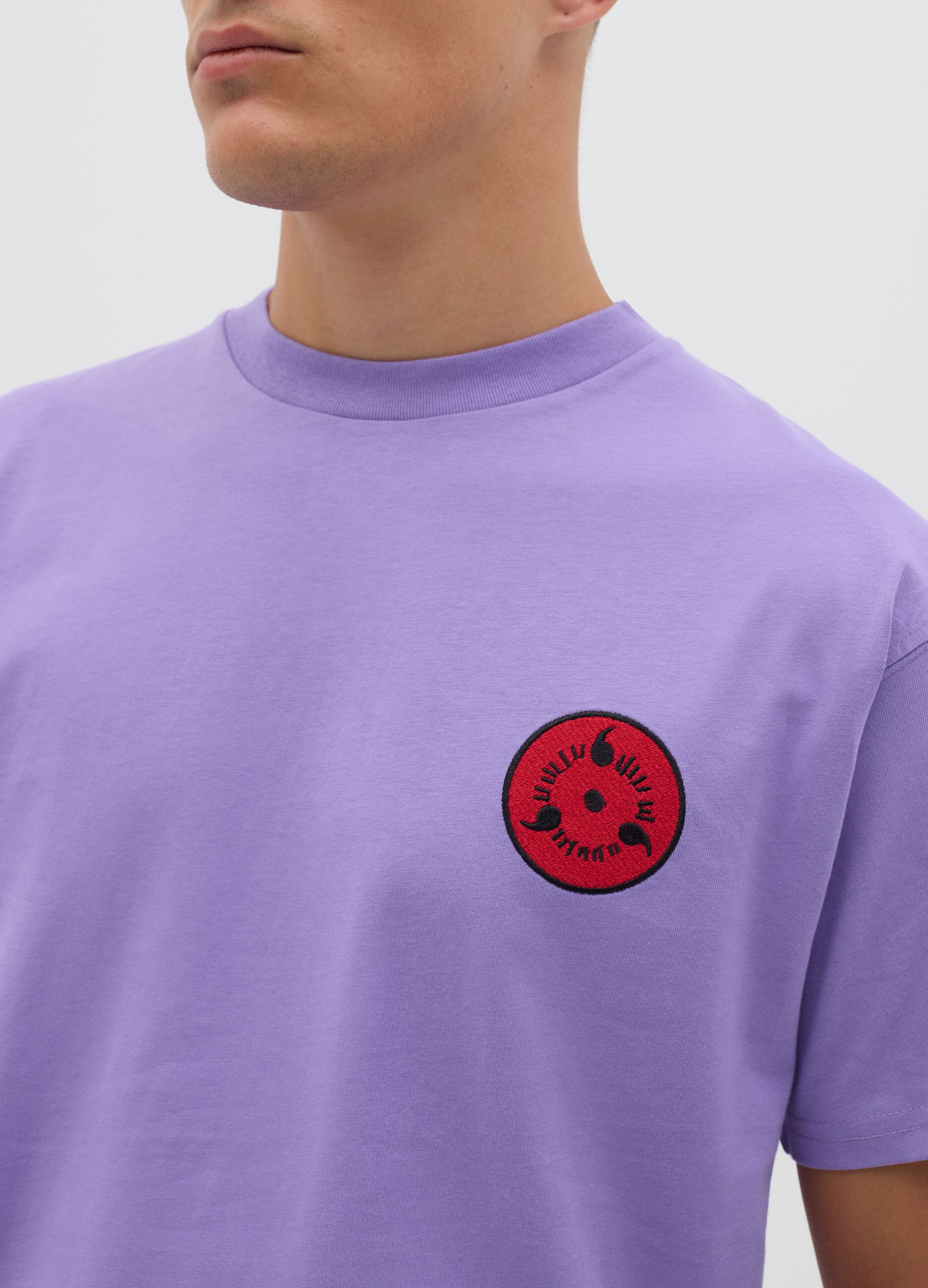 T-shirt da uomo in puro cotone viola regular fit