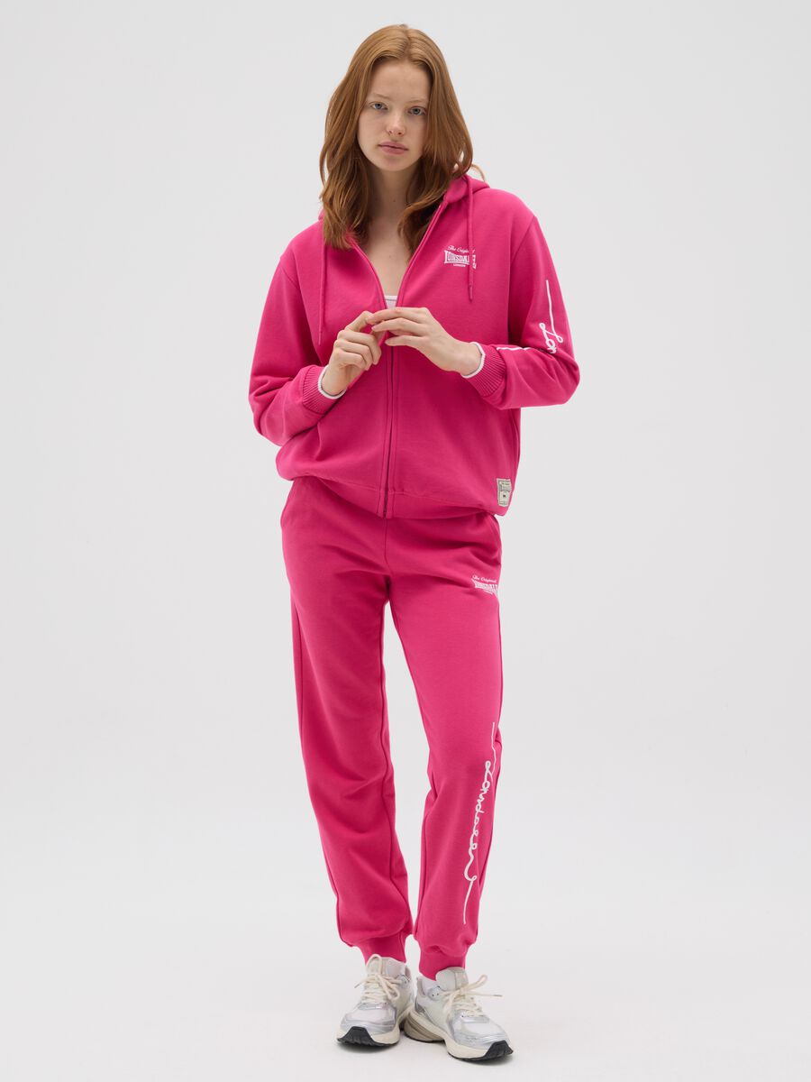 Women's pink cotton blend regular fit trousers Lonsdale_0