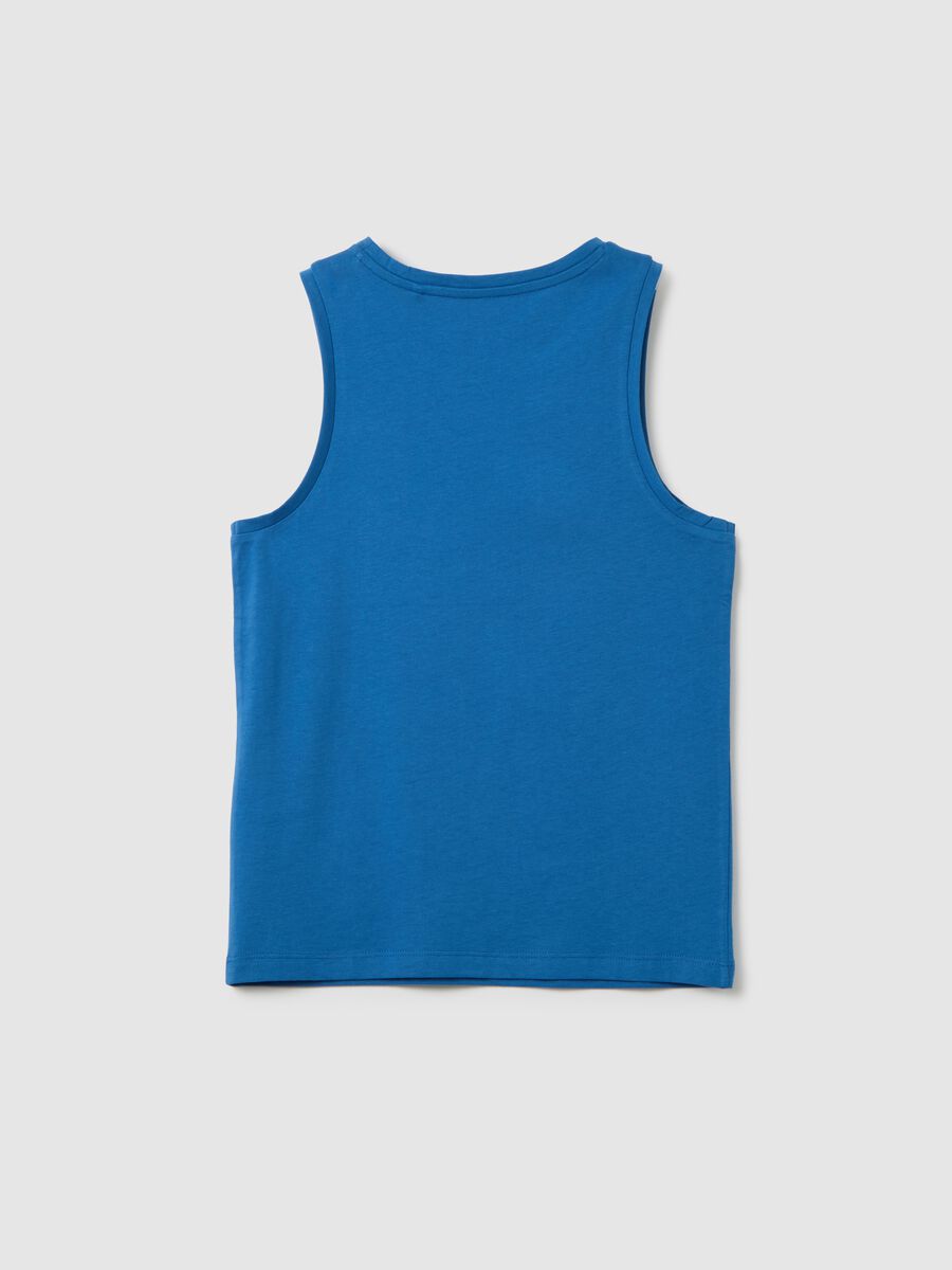 Canotta da ragazzo in puro cotone blu regular fit_1