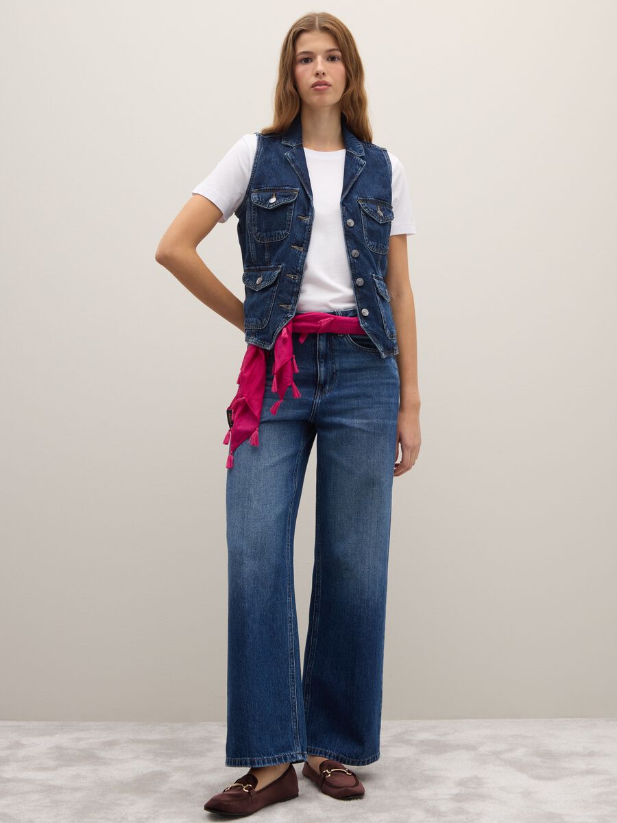 Slim fit pure cotton denim waistcoat_2