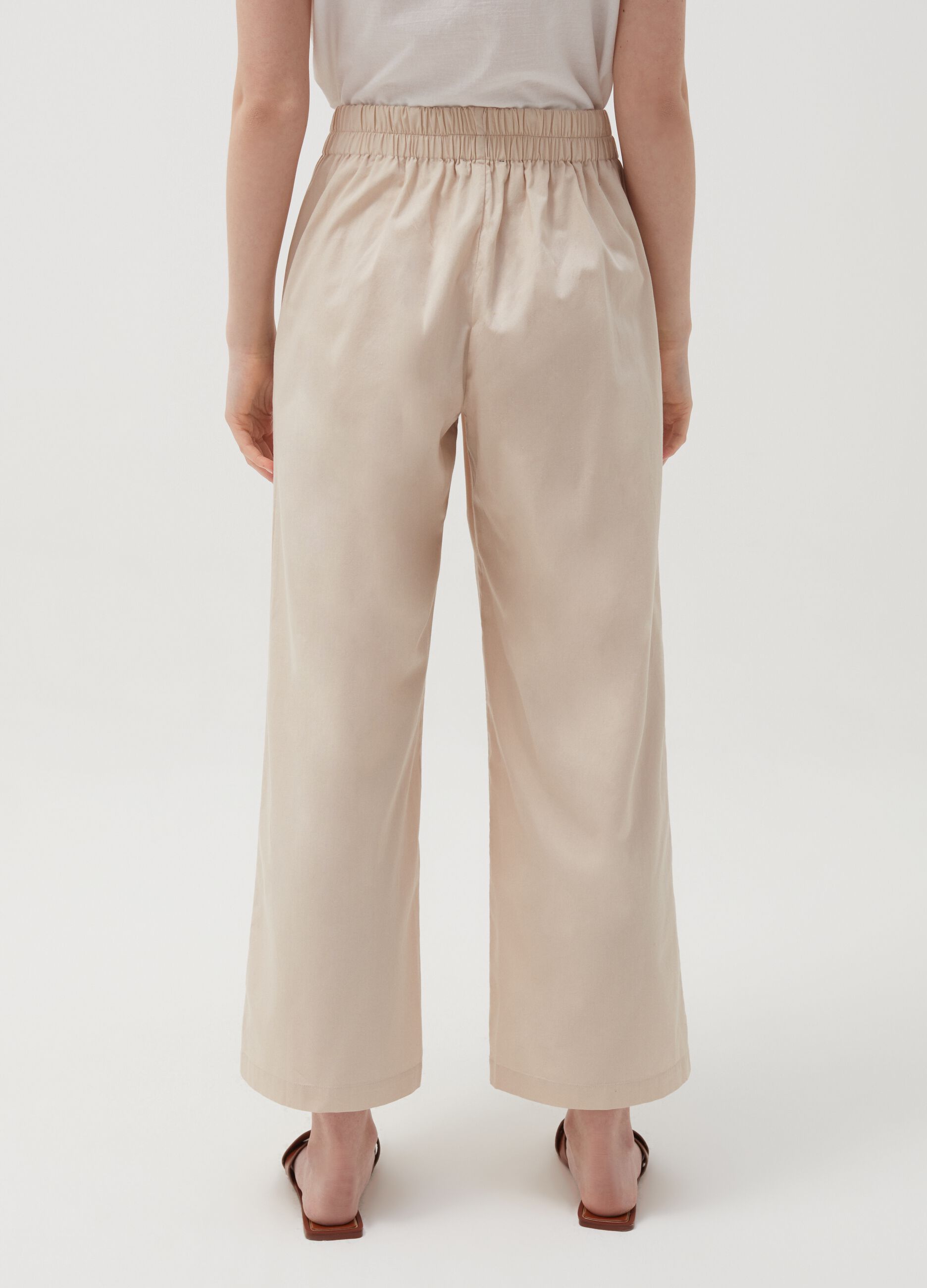 Pantaloni wide leg in cotone_2