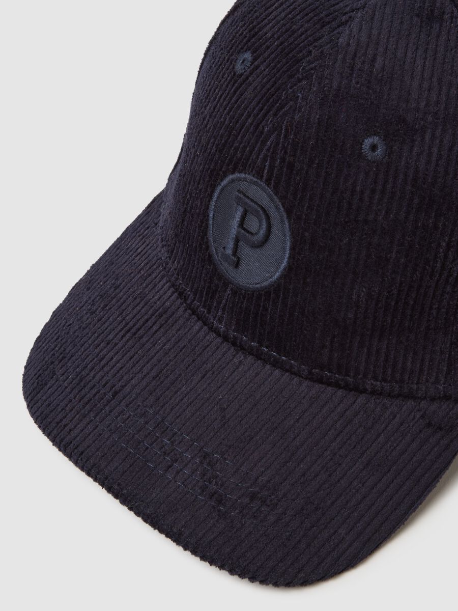 Cappello blu in puro cotone e velluto a coste_2