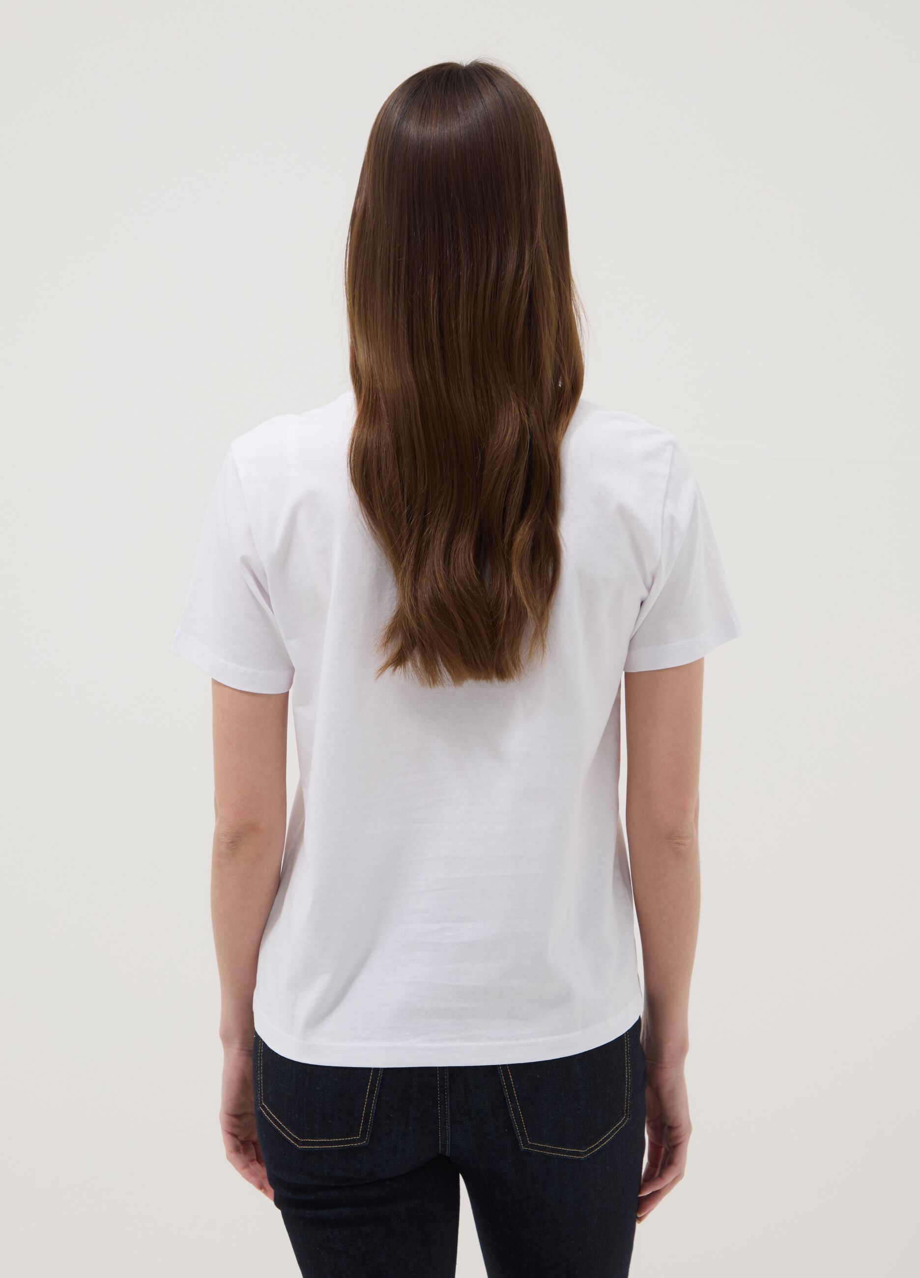 White pure cotton regular fit T-shirt with SpongeBob print