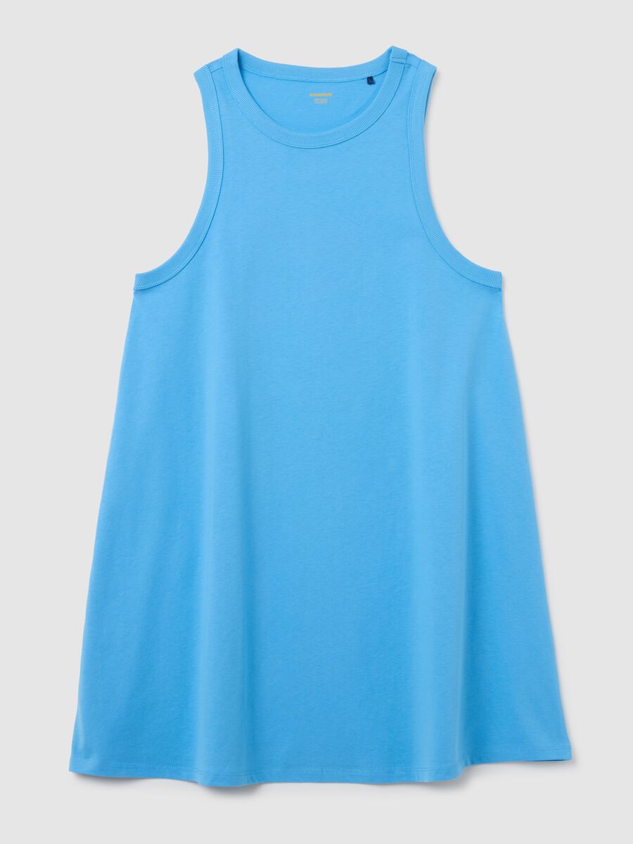 Women's dress in pure blue cotton_0