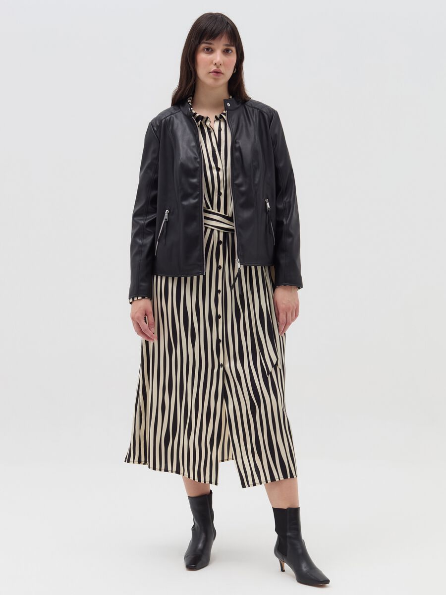 Giacca chiodo con impunture trapuntate Curvy_2