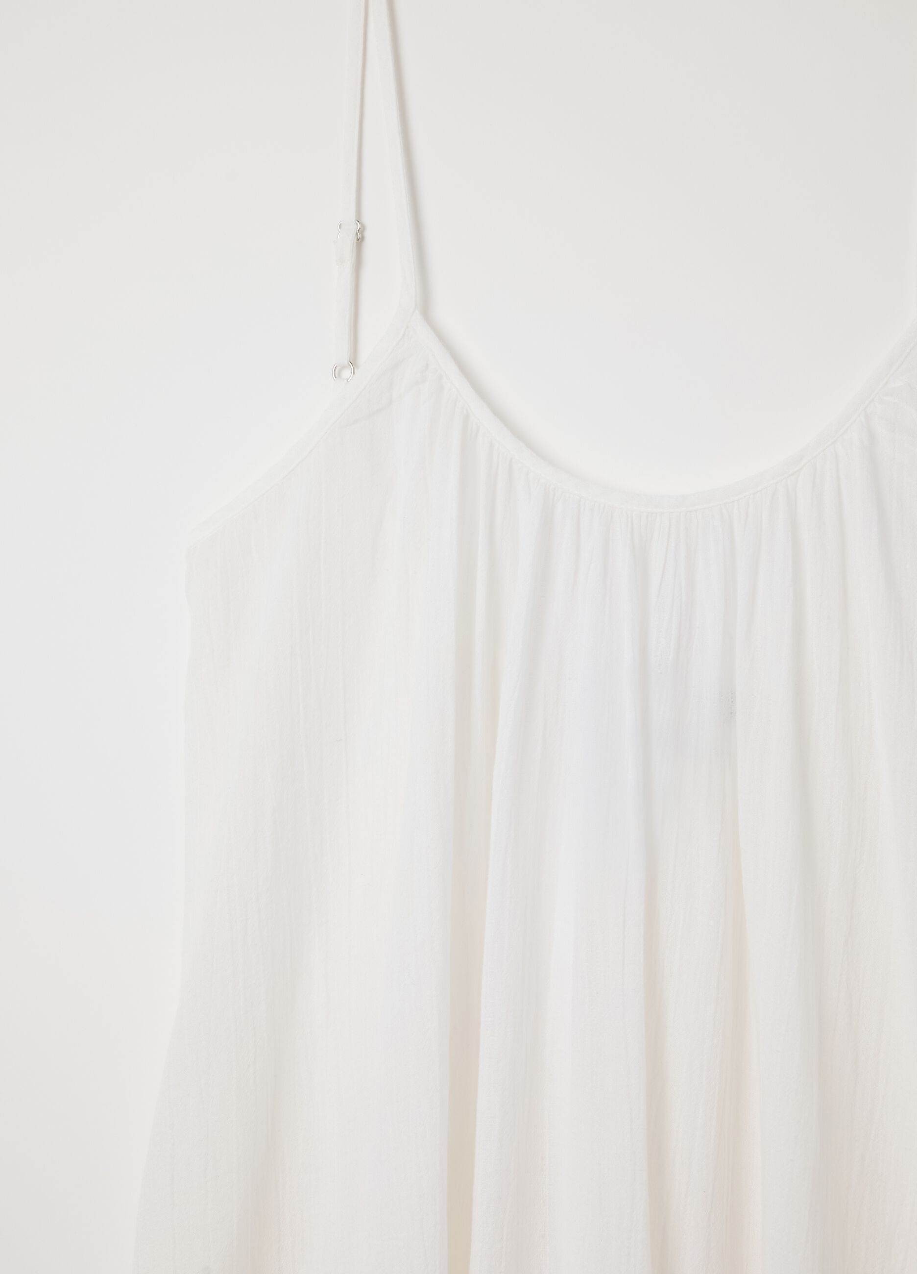 Women's full-length white dress in 100% cotton