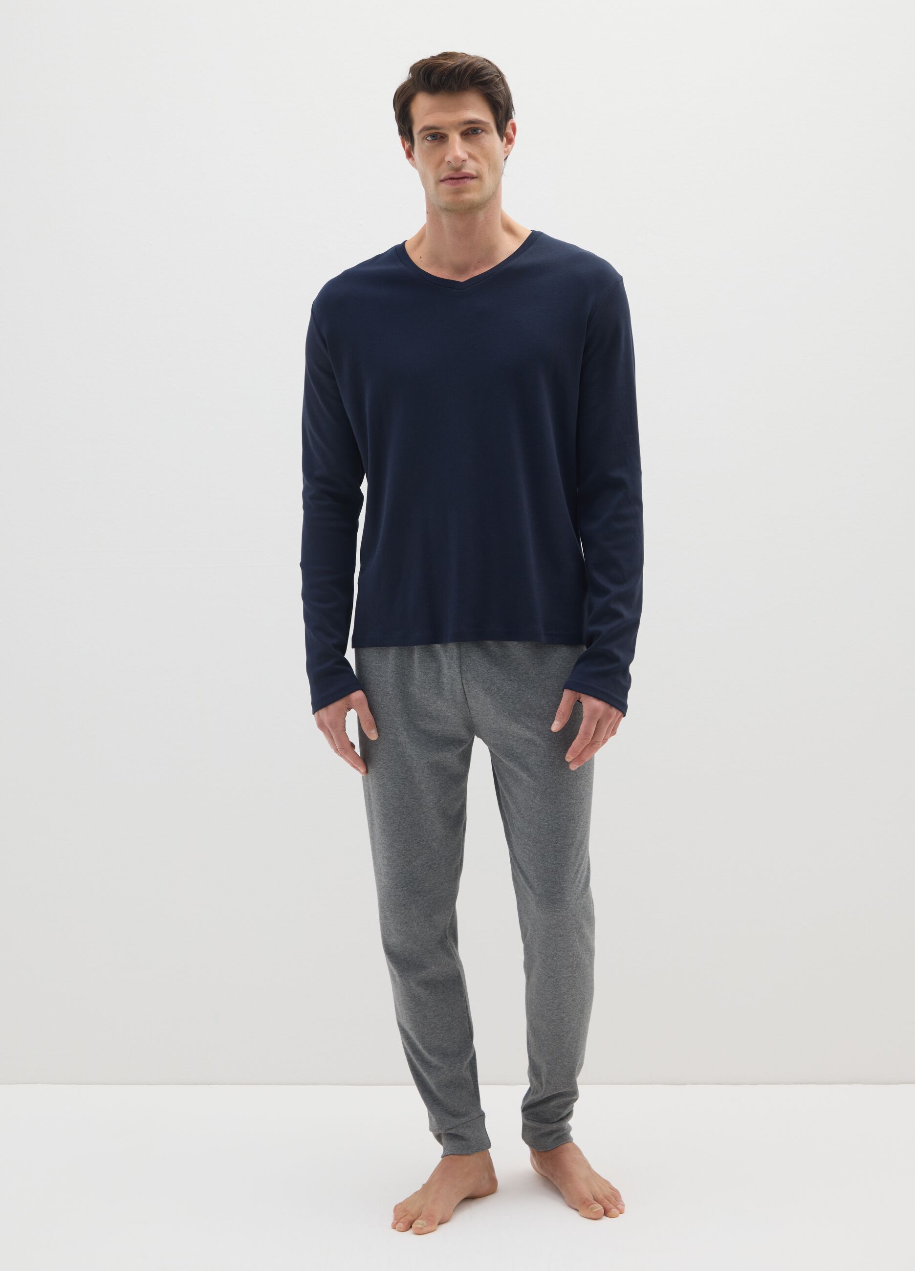 Blue cotton pyjamas for men