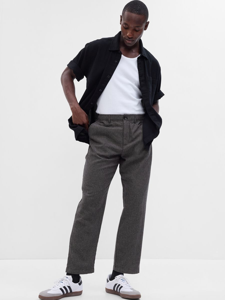 Pantaloni relaxed fit in lino e cotone_0