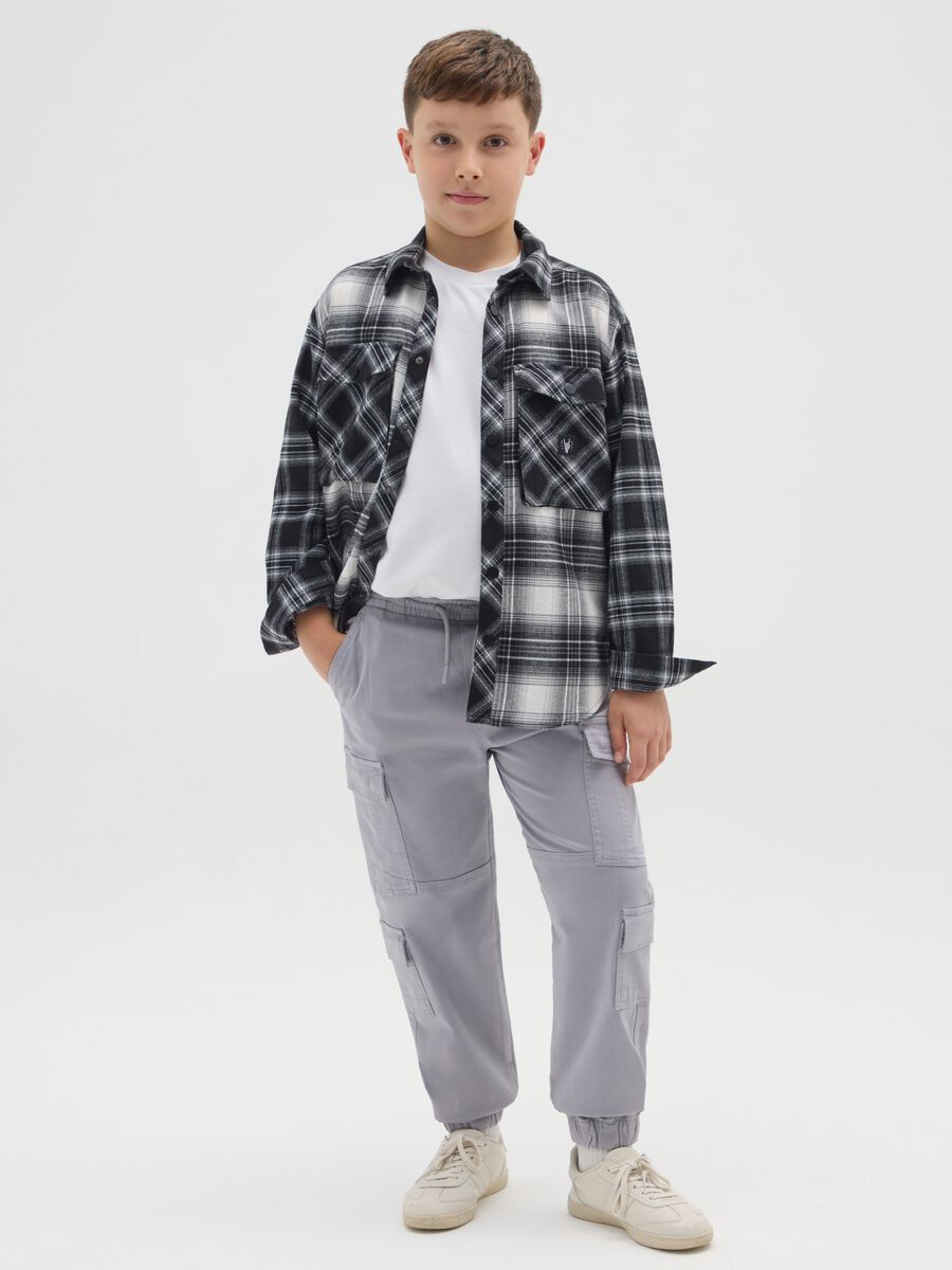 Boy's Grey Stretch Cotton Cargo Trousers_0