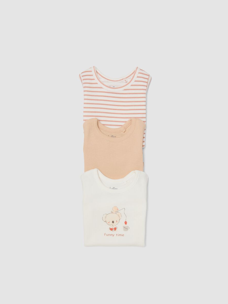 Tripack body smanicati multicolor in puro cotone organico da neonato_2