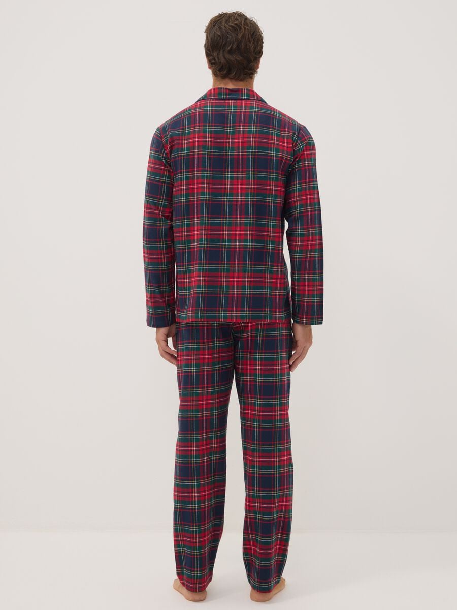 Pigiama rosso con colletto in flanella di puro cotone organico regular fit_2