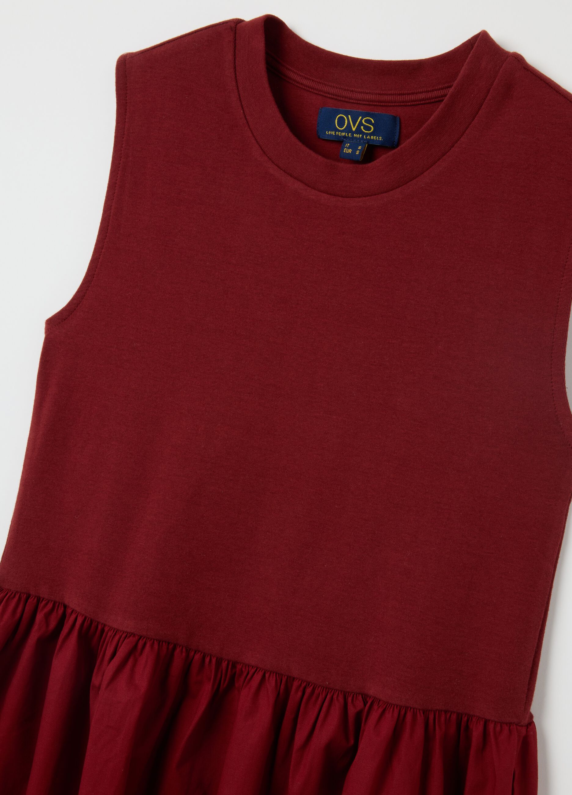 Red cotton midi dress with regular fit