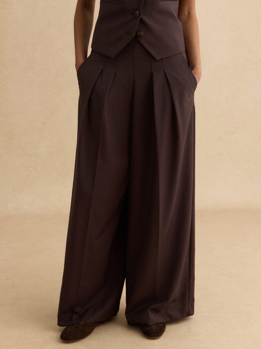 Pantaloni marroni wide leg_1