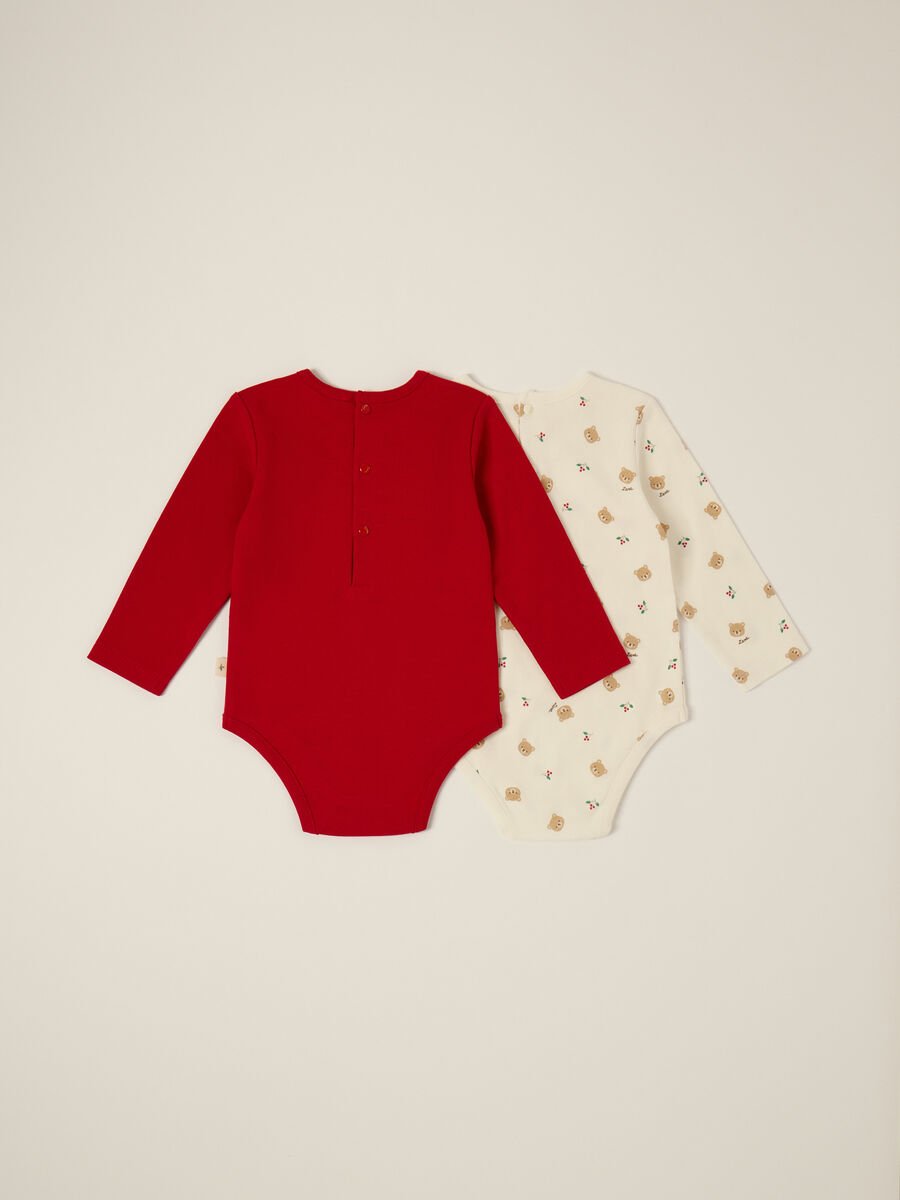 Red and white cotton bodysuit twin pack for newborn_1
