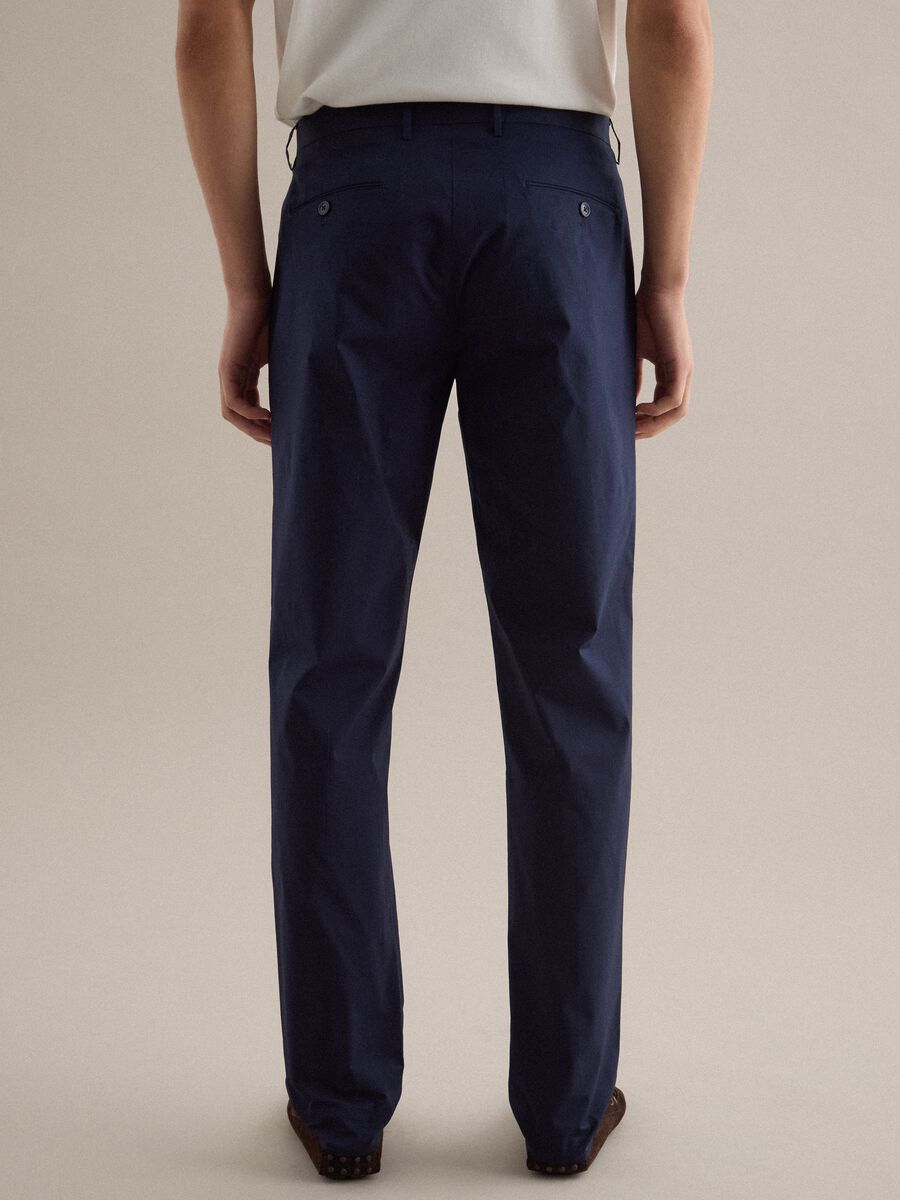Pantaloni in cotone elasticizzato blu regular fit_2