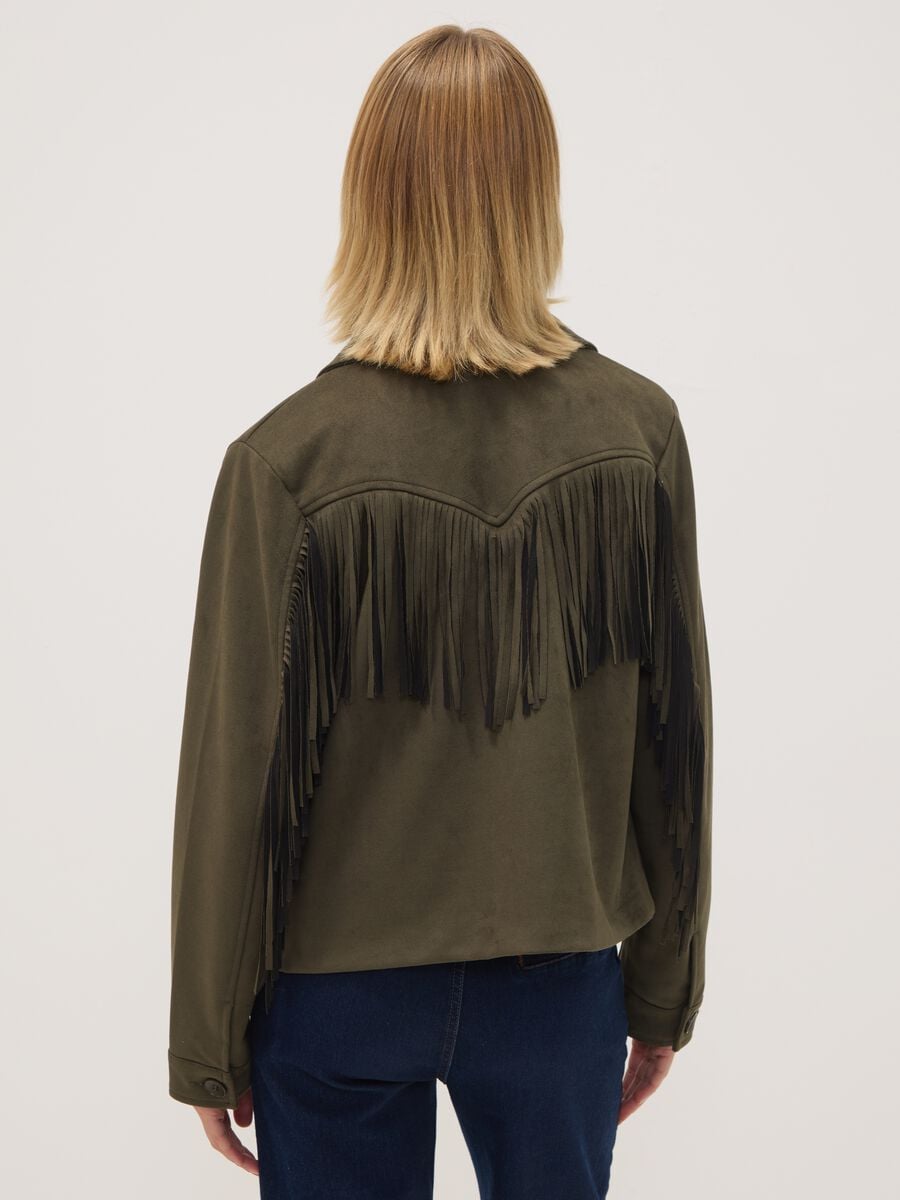 Green fringed jacket with patch pockets_3