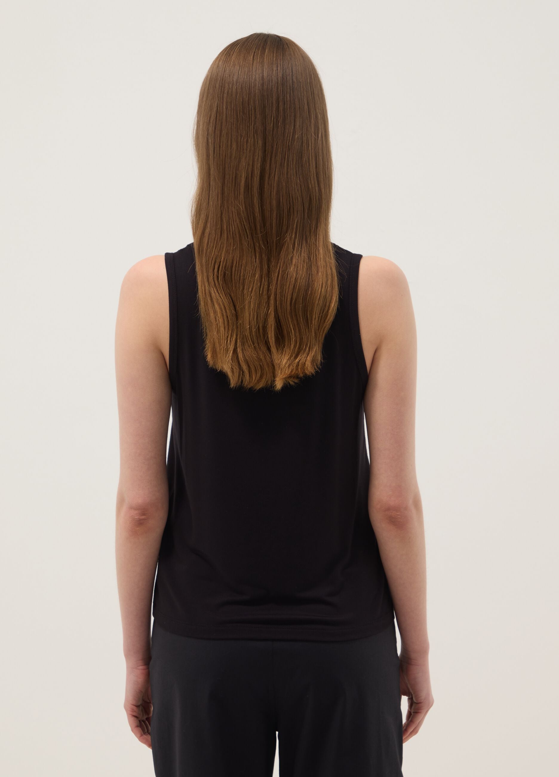 Black stretch viscose tank top