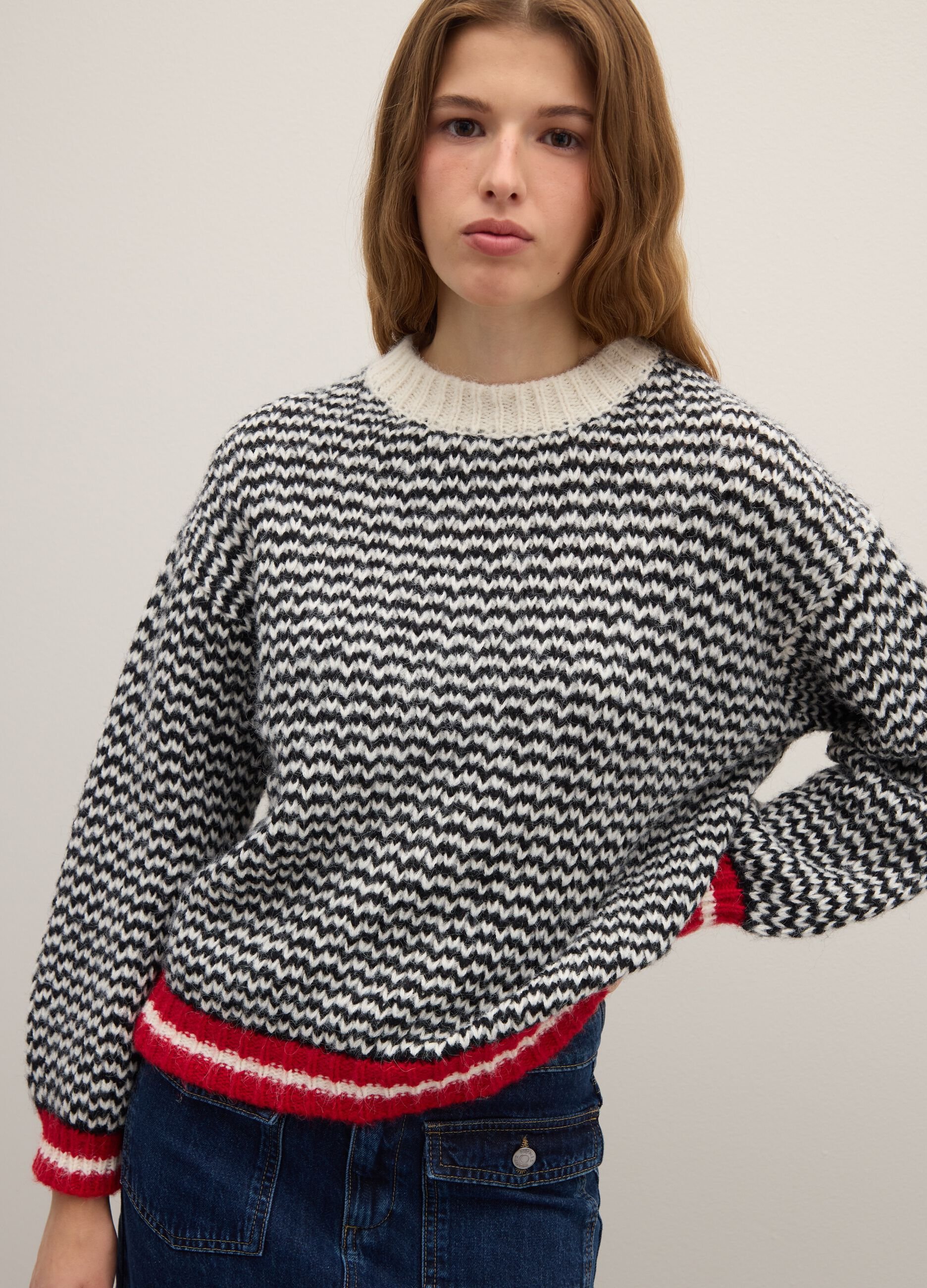 Multicolour striped regular fit sweater