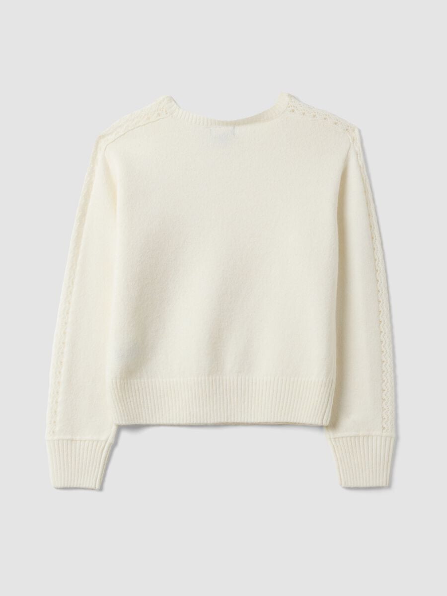 Maglia bianca girocollo in misto lana elasticizzata_5