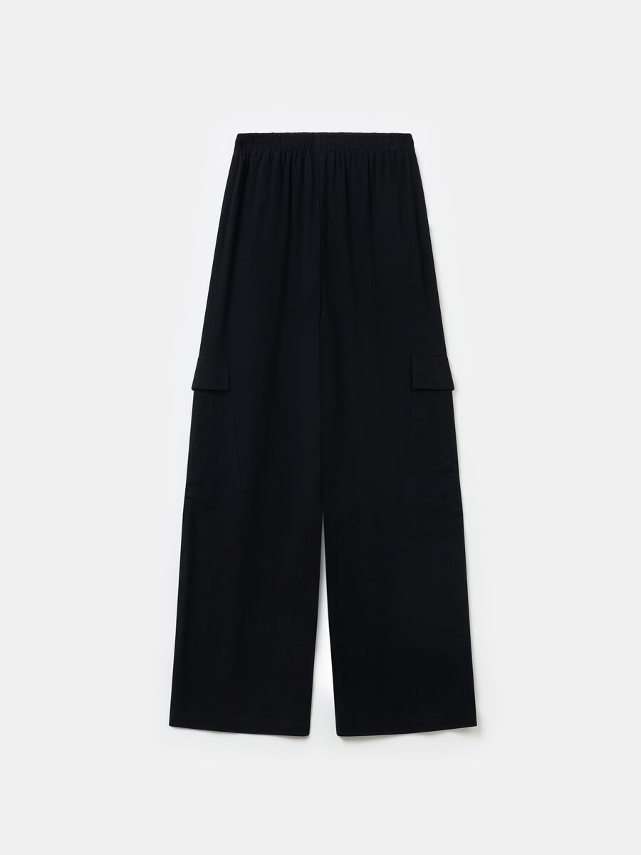 Linen Wide Leg Cargo Black_5