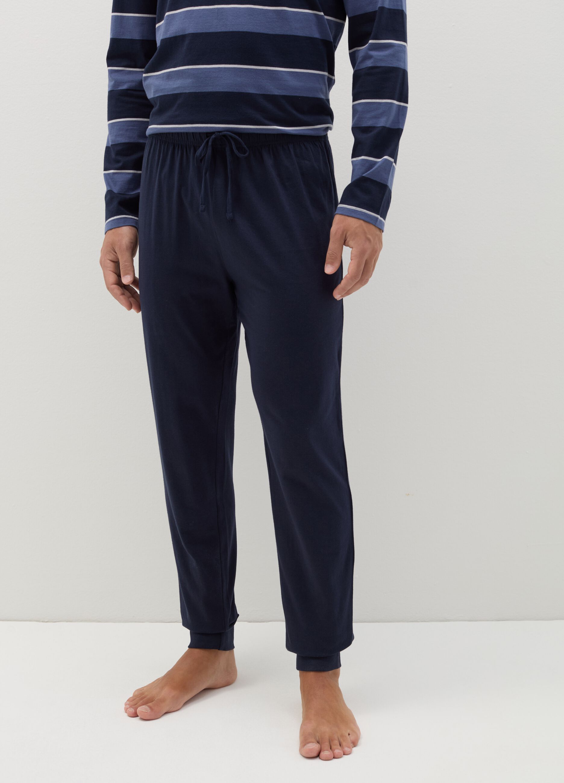 Long pyjamas with granddad neckline