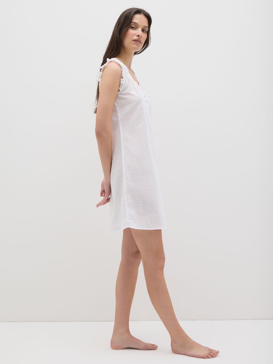 Sleeveless white pure cotton women's dress_0