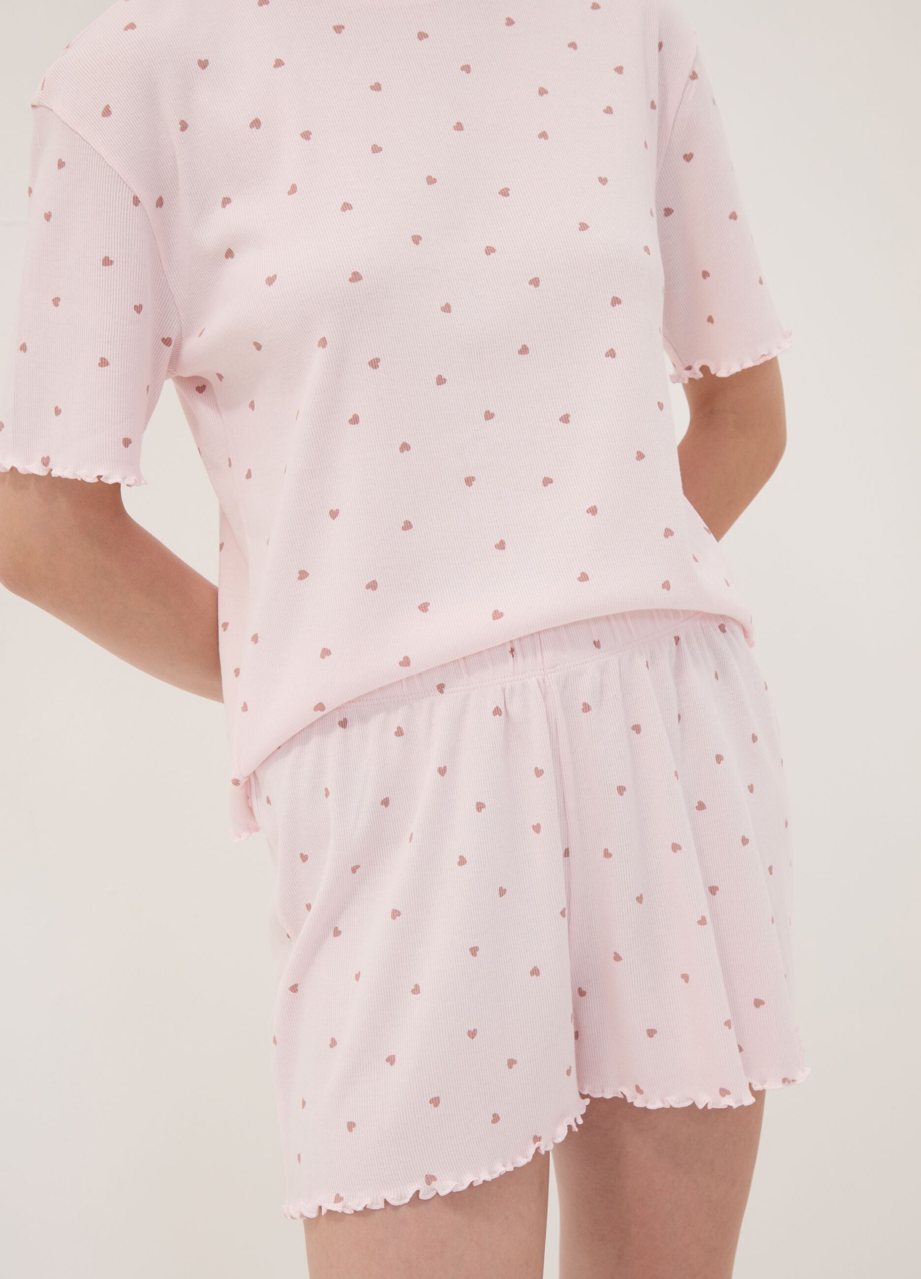 Pink organic cotton heart-print pyjamas
