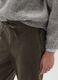 Green regular fit stretch cotton trousers_3