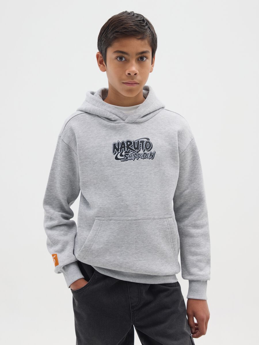 Grey cotton blend kids' sweatshirt with Naruto logo_0