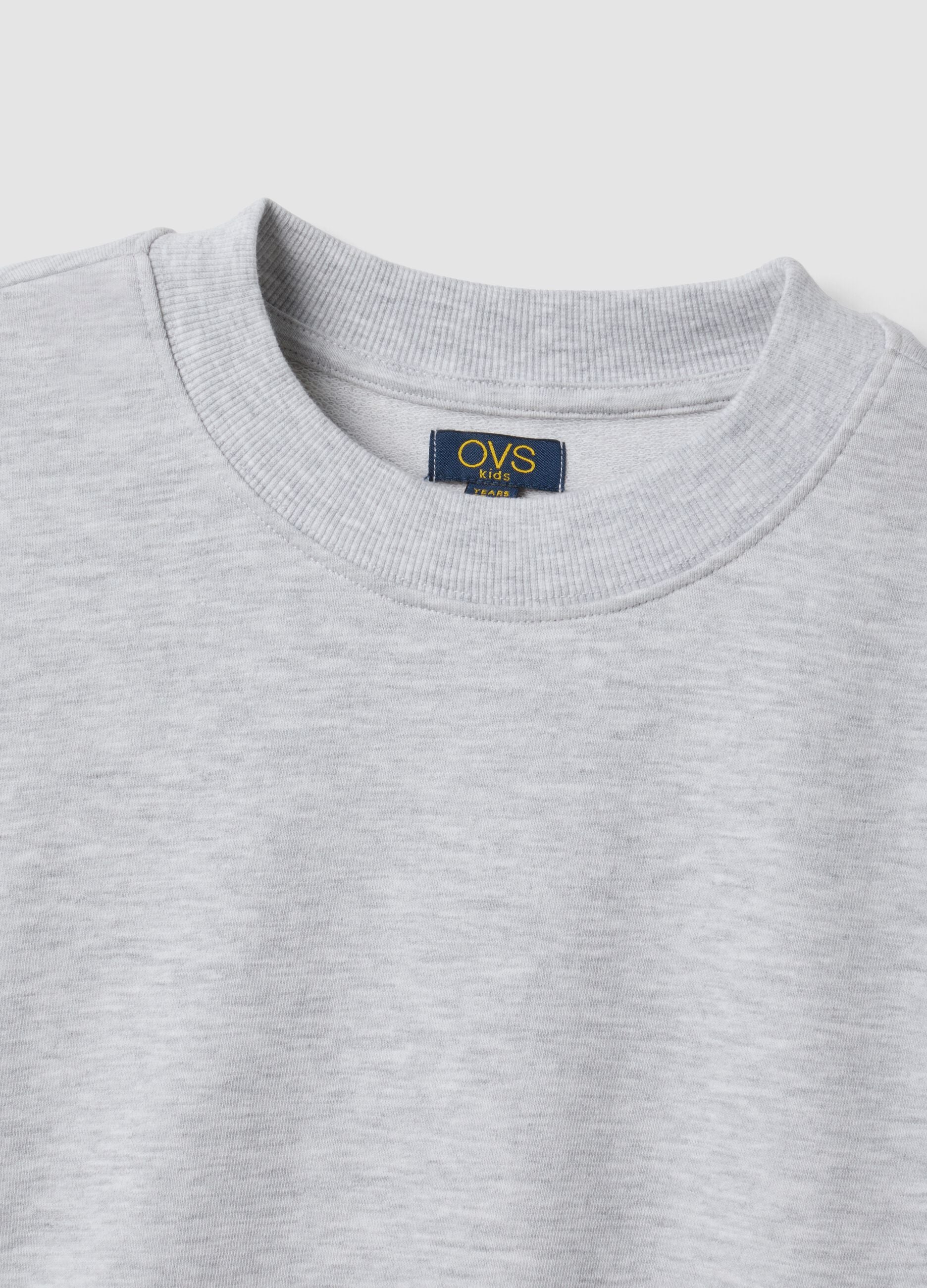 Grey sweatshirt in organic cotton and viscose blend with ribbed collar
