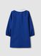 Blue girls&rsquo; school smock with kitten embroidery and classic collar_1