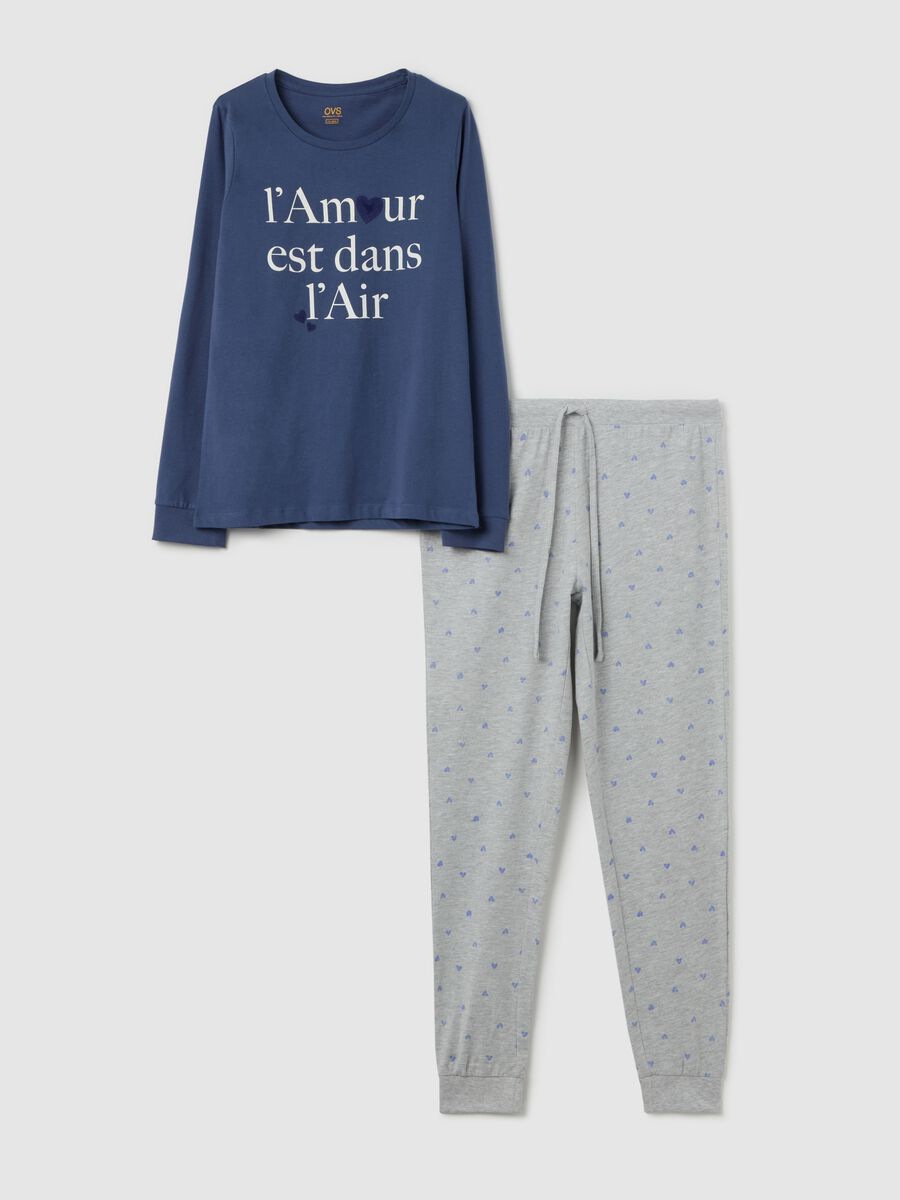 Cotton pyjamas with small hearts print_4