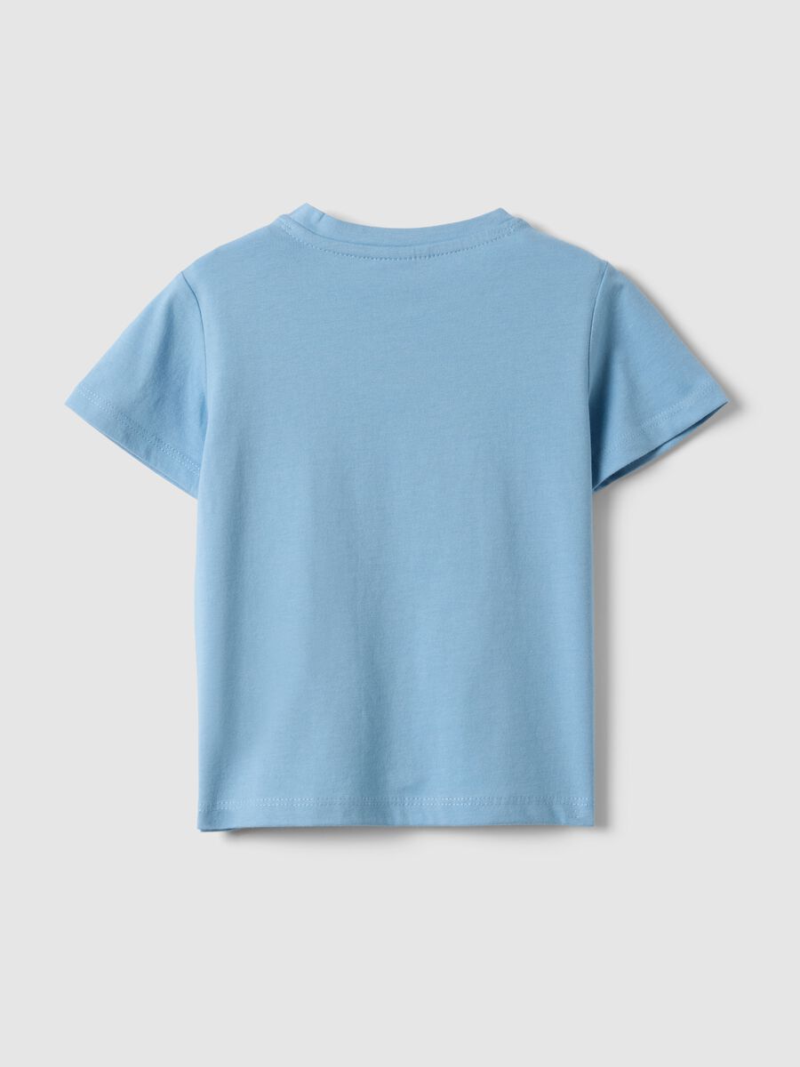 T-shirt in puro cotone azzurro da bimbo regular fit con stampe_1