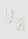 Set bianco in puro cotone organico con body e leggings stampati per neonati_0